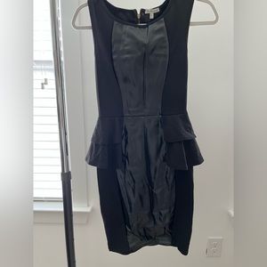 Black leather mini dress